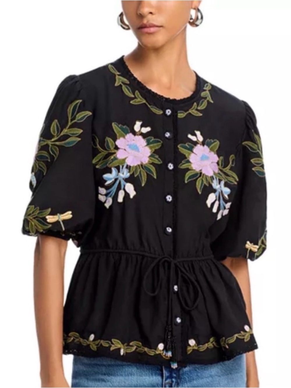 Farm Rio Winter Garden Embroidered Top NWOT